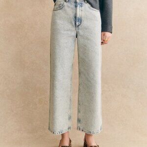 Sezane Le Crop Edge Blue - Size 8